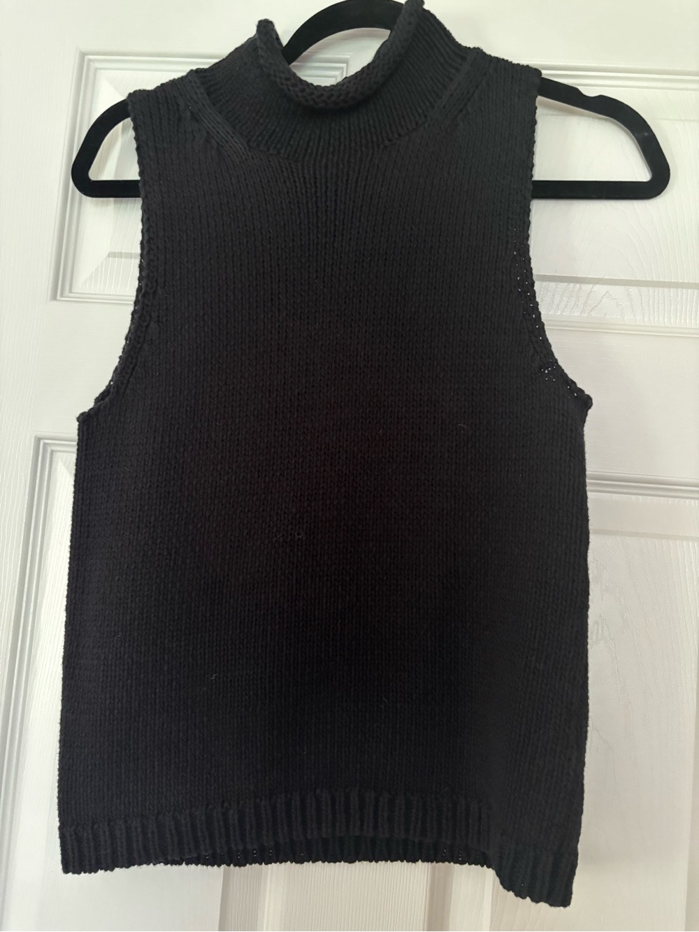 J. Crew Black Sleeveless Mock Neck Knit Top,100% cotton